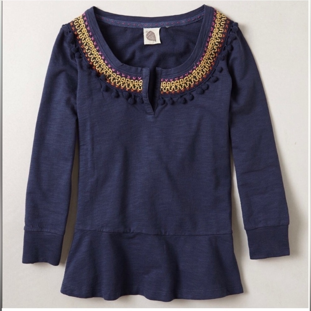 Anthropologie Lilka Toorie Pompom Top Size S